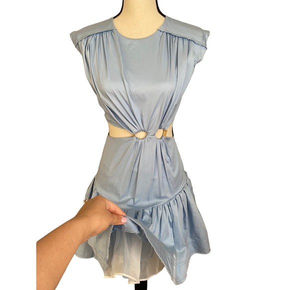 Aje Solstice Ring Embellishment Cut-out Cotton Mini Dress Size 6 - Picture 12 of 16